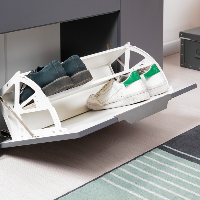 Октава 16.127 Тумба для обуви + 16.127 Тумба для обуви, серый графит/дуб крафт золотой/фасады МДФ серый графит