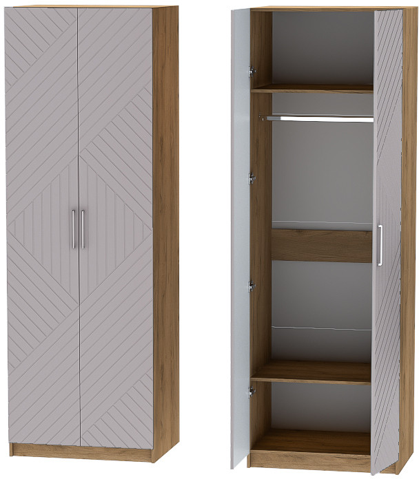 Шкаф двухдверный №1 "Иннэс-7" - Крафт золотой/Грэй софт