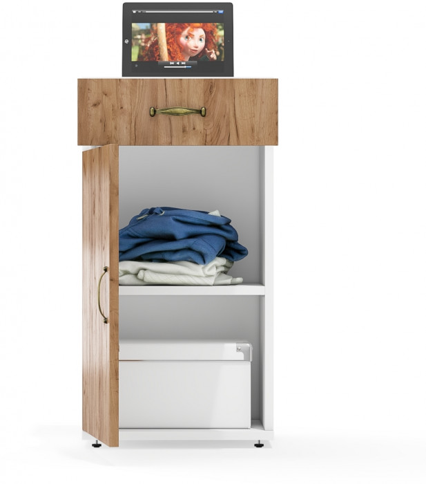 Лидер-8 Модуль Тумба МД 3.15, белый шагрень/крафт золото