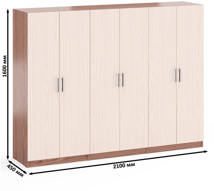 Три Шкафа С-МД-СК9Ш к компьютерному столу С-МД-СК9, цвет ясень шимо светлый/ясень шимо тёмный, ШхГхВ 210х45х160 см.