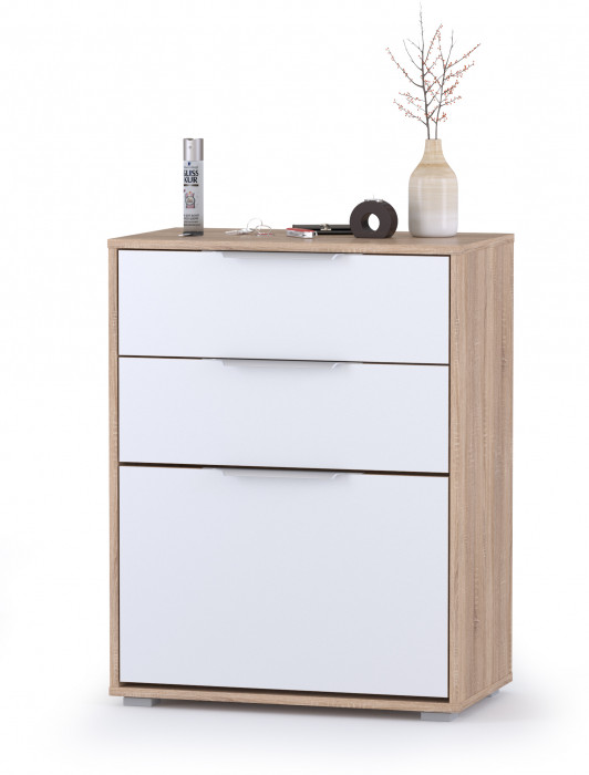 Куба Прихожая 1, обувница 13.113 + Зеркало, цвет дуб сонома/белый премиум, ШхГхВ 65х38,3х180 см.