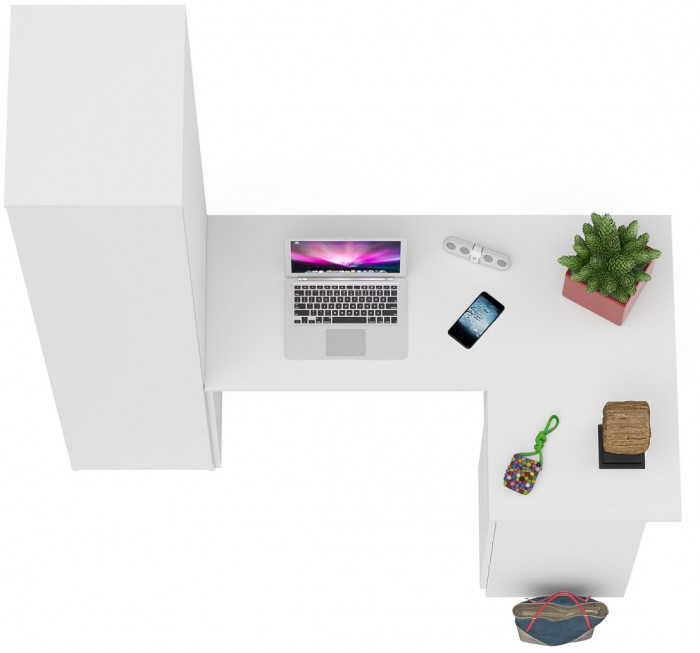 Мори компьютерный стол МС-16 правый + Пенал МШ400.1, белый