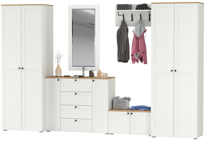 Остин Прихожая 54, белый шагрень/дуб крафт золотой