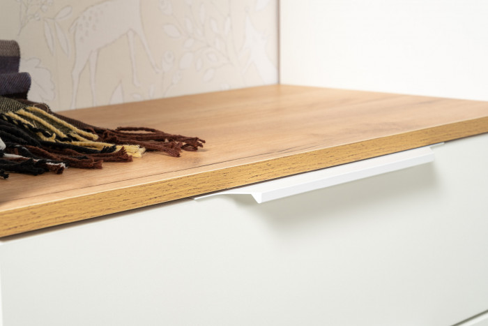 Октава 16.127 Тумба для обуви, белый шагрень/дуб крафт золотой/фасады МДФ белый шагрень