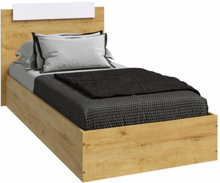 Эко Кровать 900 (Вотан / Белый гладкий)