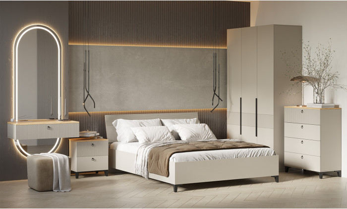 Шкаф трехстворчатый Ника, Бежевый, Кашемир