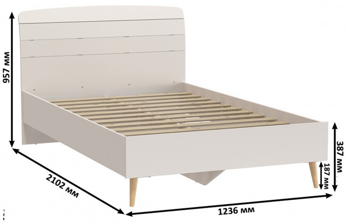 Афина Спальня 25-1200, цвет кашемир серый, сп.м. 1200х2000 мм., б/м, основание есть - фанера