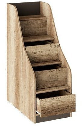 Пилигрим ТД-276.11.12 Лестница приставная с ящиками (Дуб Каньон светлый, Фон серый)