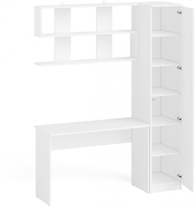 Мори письменный стол МСП1200.1 + Пенал МШ400.1 + Полка 1200, белый