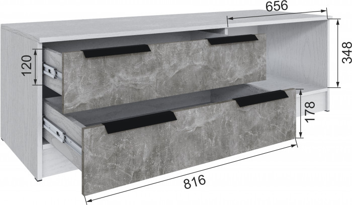 Тумба под ТВ Мадрид (1,5), Белый/Ателье светлое