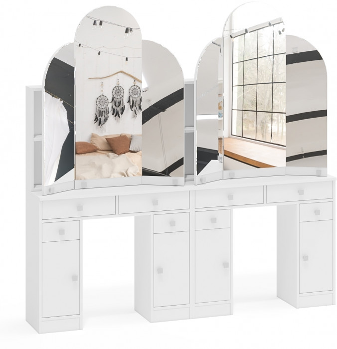 Два туалетных столика Трельяжа МД №2, белый шагрень