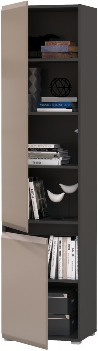 Сидней 13.200 Шкаф, цвет корпус: антрацит/фасады: МДФ веллюто капучино, ШхГхВ 50х41,3х205,2 см., универсальная сборка