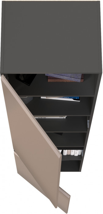 Сидней 13.200 Шкаф, цвет корпус: антрацит/фасады: МДФ веллюто капучино, ШхГхВ 50х41,3х205,2 см., универсальная сборка