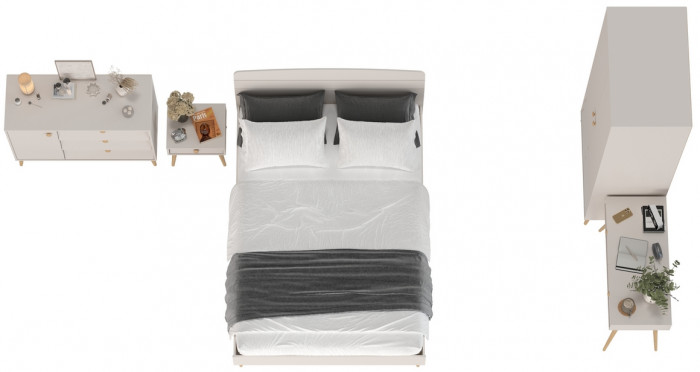 Афина Спальня 25-1400, цвет кашемир серый, сп.м. 1400х2000 мм., б/м, основание есть - фанера