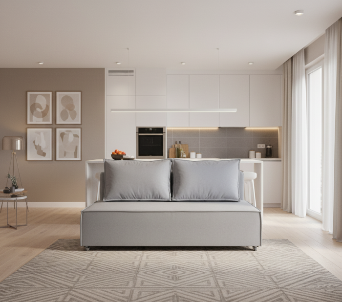 Диван-аккордеон Лофт мини 120х200, велюр серый