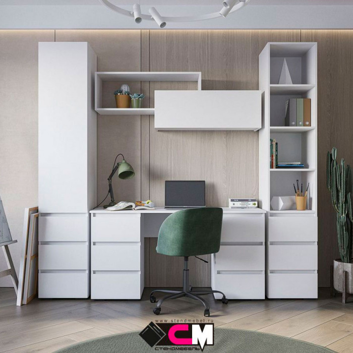 Хелен ПС 02 Письменный стол (1,420х0,730х0,500) белый/белый