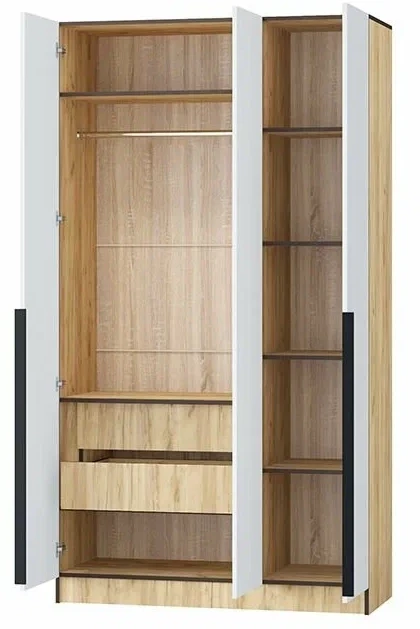 Шкаф Авангард 1200, Белый древесный/Дуб крафт золотой