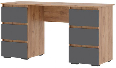 Хелен ПС 02 Письменный стол (1,420х0,730х0,500) серый графит/дуб крафт золото