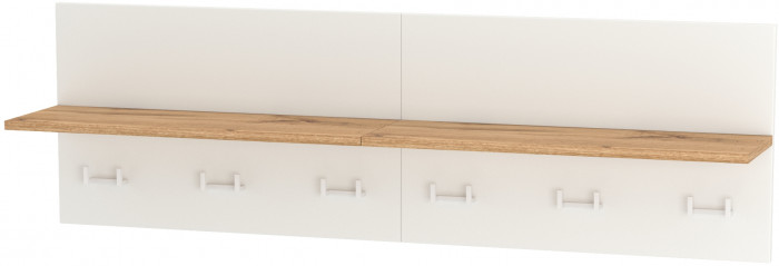 Октава 15.14.01 Вешалка + 15.14.01 Вешалка, цвет белый шагрень/дуб крафт золотой, ШхГхВ 129,4х23,6х40 см.