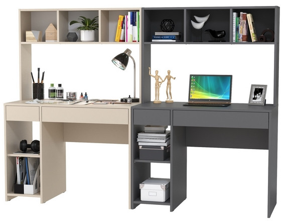 компьютерный стол Комфорт 12.77F +компьютерный стол Комфорт 12.77F, сатин/тёмно-серый