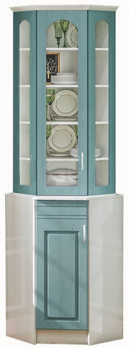 Буфет Констанция угловой (Белый матовый / голубой)