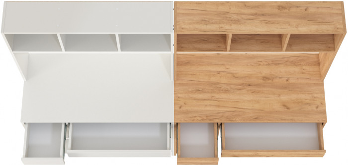 компьютерный стол Комфорт 12.77F + компьютерный стол Комфорт 12.77F, белый шагрень/дуб крафт золотой