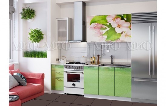Кухня МДФ 1700 с фотопечатью Яблоневый цвет
