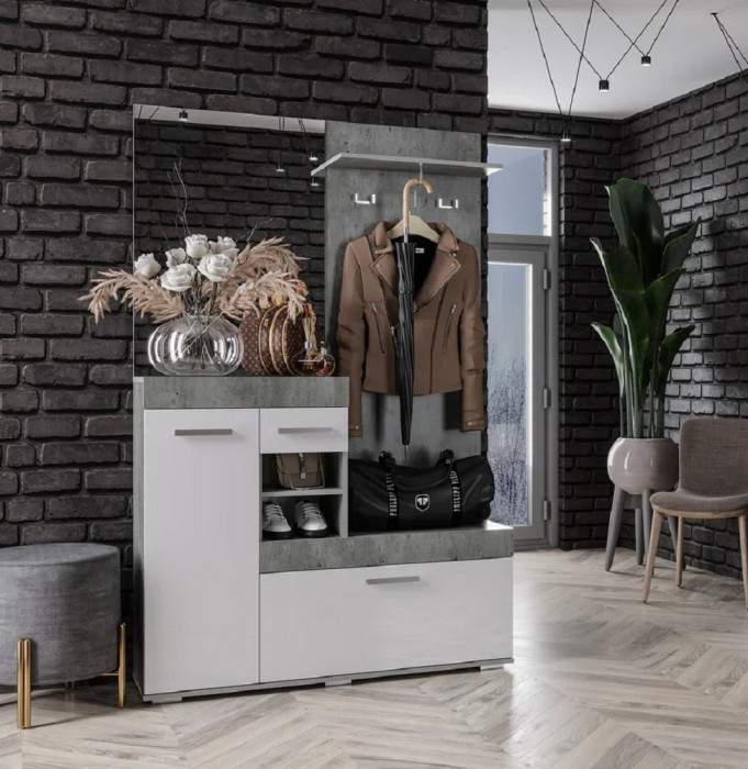 Прихожая Инстайл, бетон/белый