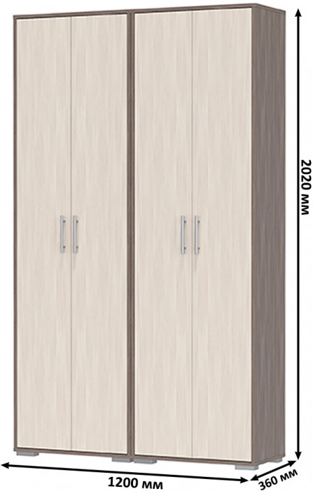 Два шкафа для одежды Домино 2-3430бод.тем/св, бодега тёмный/бодега светлый