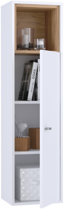 Бэль 10.63 Шкаф навесной, цвет дуб крафт золотой/белый премиум, ШхГхВ 32х27х120,4 см., универсальная сборка, два варианта подвешивания