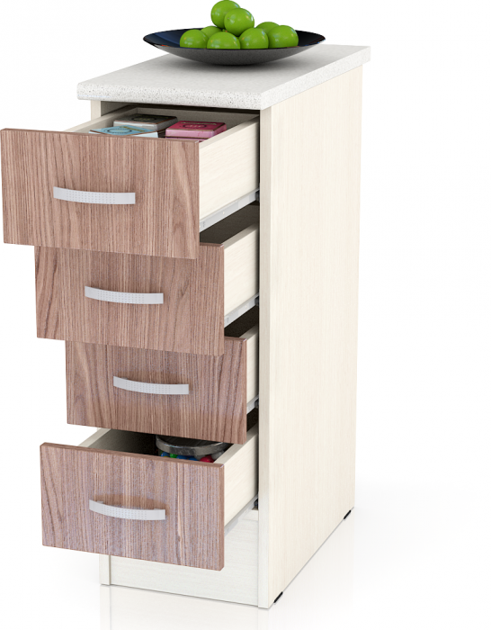 Кухня Мери ШН4Я300 Стол с 4 ящиками 30 см., дуб/ясень шимо тёмный