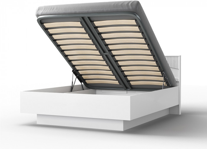 Кровать двуспальная 160х200 "Оливия" с подъемным основанием - Дуб наварра/Шагрень черная