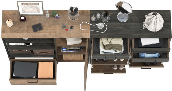 Трувор 13.241.06 Тумба для обуви + 13.307.01 Комод + 13.241.06 Тумба для обуви, дуб гранж песочный/интра