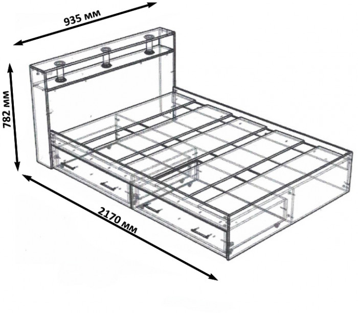 Камелия Кровать с ящиками 0900, дуб сонома