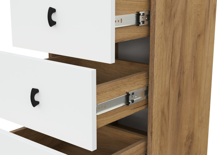 Комод 5 ящиков Байкал, Дуб золотой, Белый матовый