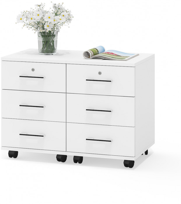 Две тумбы выкатных С-МД-3-02, цвет белый шагрень, ШхГхВ 80х45х59 см.