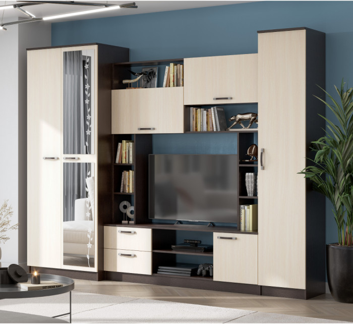 Стенка в гостиную Марта-11, венге/дуб белфорд