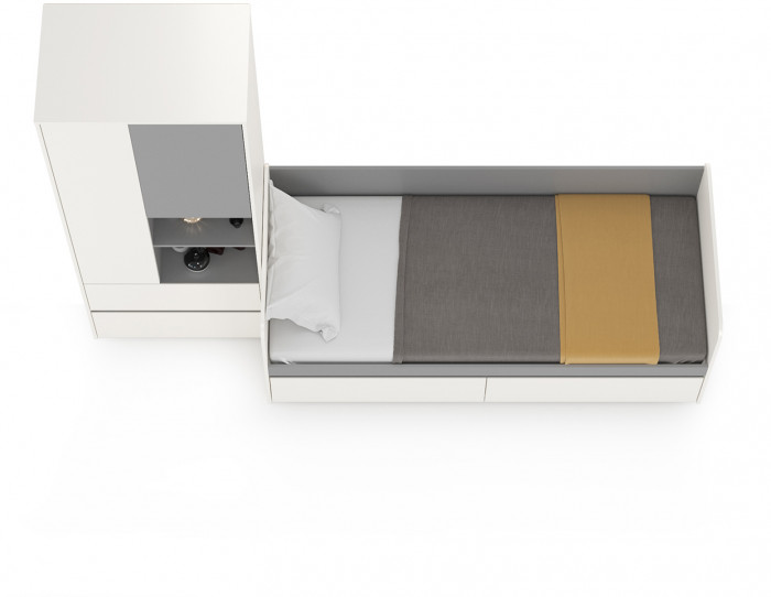 Торонто 11.39 Кровать + 13.333 Шкаф для одежды, белый шагрень/стальной серый