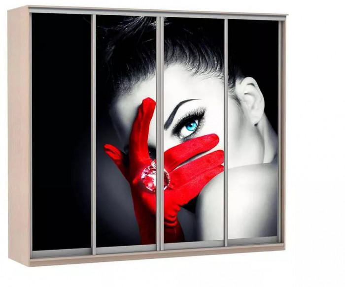 Шкаф купе Модерн 2362х450 4-х дверный 4-х секционный фотопечать №1 ясень