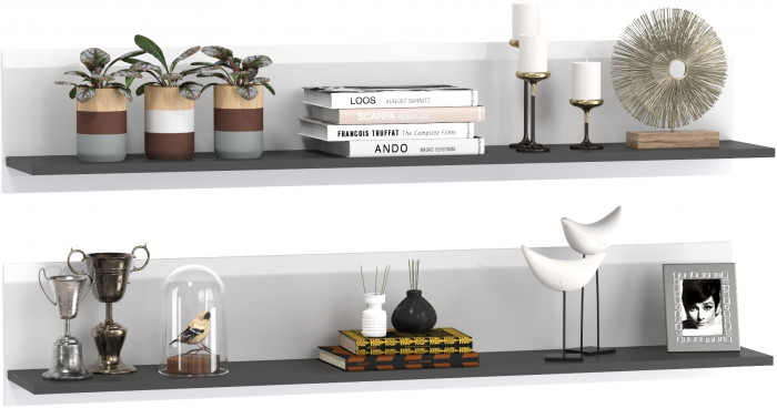 Сидней 16.486 Полка 2 штуки, цвет белый/чёрный, ШхГхВ размер каждой полки в отдельности: 129,9х21,6х24 см.