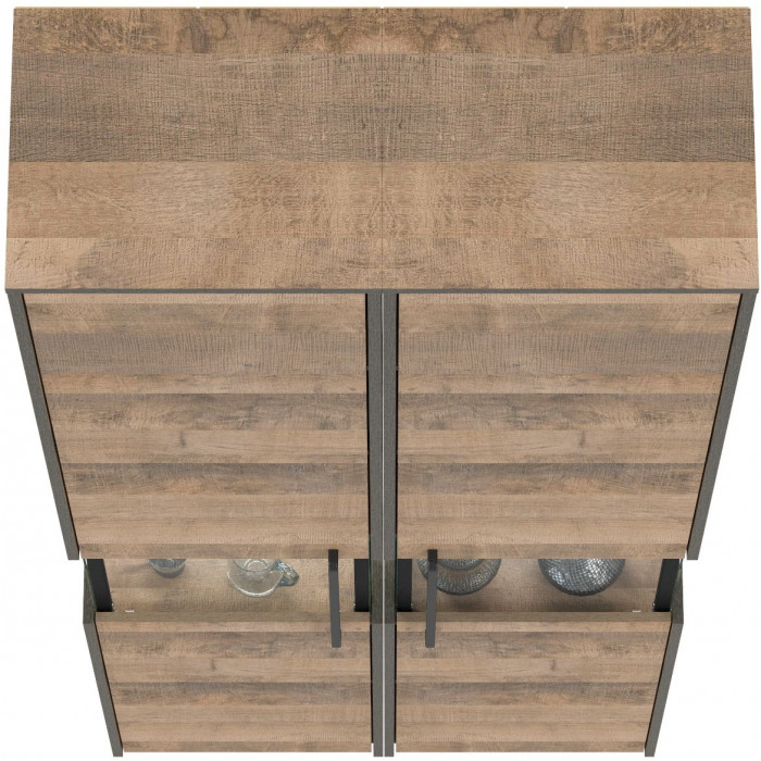 Трувор 13.205 Шкаф-пенал с витриной + 13.205 Шкаф-пенал с витриной, цвет дуб гранж песочный/интра, ШхГхВ 89,6х37х210 см., универсальная сборка