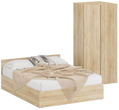 Кровать 1600 + Шкаф угловой Стандарт, цвет дуб сонома, ШхГхВ 163,5х203,5х70 + 81,2х81,2х200см., сп.м. 1600х2000 мм., без матраса, основание есть