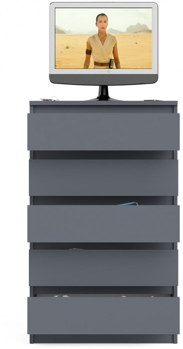 Мори Комод МК700.5, цвет графит, ШхГхВ 70,4х41х114 см.