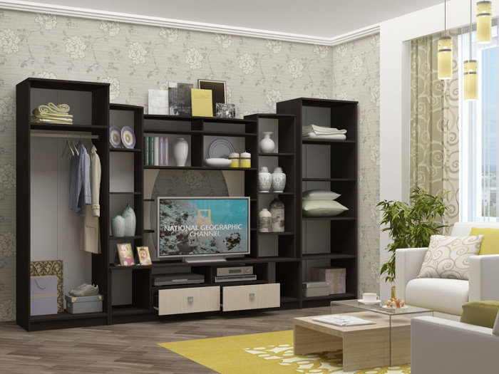 Гостиная Женева ЛДСП (Венге / дуб беленый)