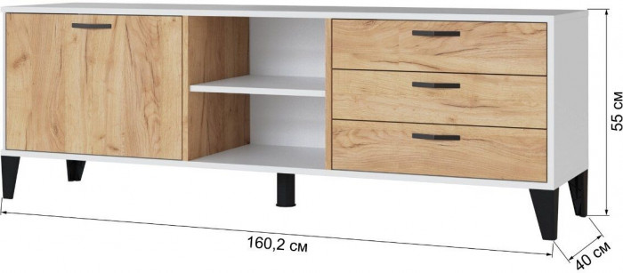 Тумба ТВ Парус-9 белый/дуб крафт золотой