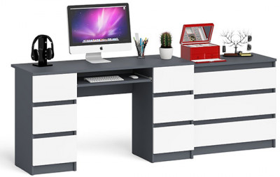 Мори компьютерный стол МС-2 + Комод МК800.1, графит/белый