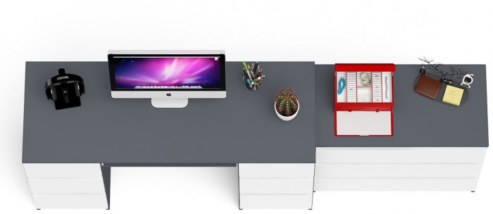 Мори компьютерный стол МС-2 + Комод МК800.1, графит/белый