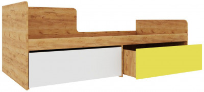 Дастин кровать односпальная 900 с настилом Дуб Крафт золотой / Белая Аляска / Желтый шафран