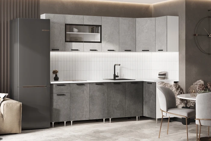 ЛДСП Кухня Рио NEW 2,6х1,0м бетон светлый/бетон темный (антарес)