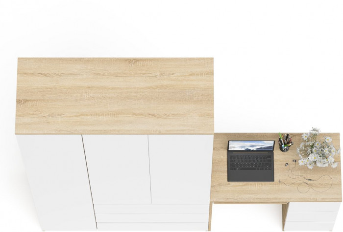 Мори Стол компьютерный МС-6 правый + Шкаф МШ1200.1, цвет дуб сонома/белый, ШхГхВ 210,4х50,4х209,6 см., выдвижные ящики справа, НЕ универсальная сборка